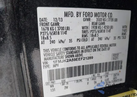 2014 Ford Expedition El Limited from USA, damaged, VIN 1FMJK2A59EEF21289